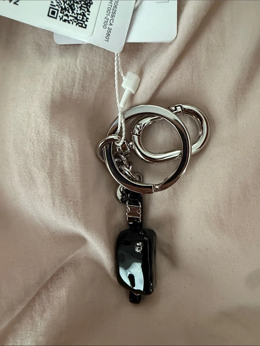 Lululemon Black Silver Bag Charm Keychain